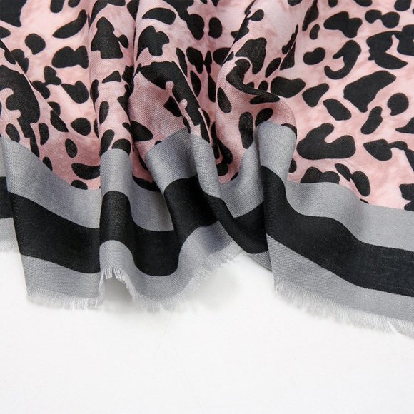 Pink Cheetah print scarves for women shawls for summer spring Hair wraps - Picture 2 of 2